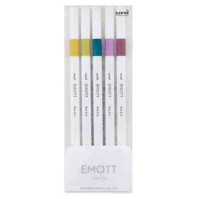 Uni Emott Fineliners - Set of 5, Retro Colors (front of package)