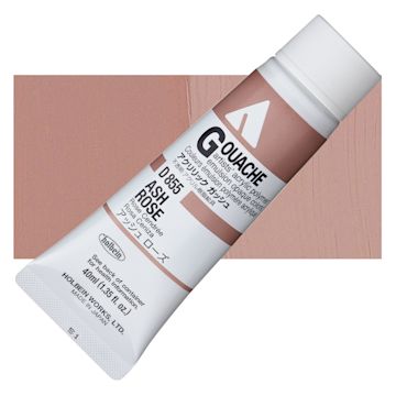 Open in modal - Holbein Acrylic Gouache - Ash Rose, 40 ml tube and swatch