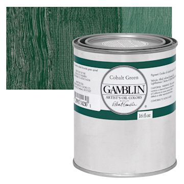 Open in modal - Gamblin Artist's Oil Color - Cobalt Green, 16 oz Can and swatch