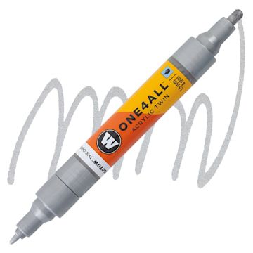 Open in modal - Molotow One4All Acrylic Twin Marker - Silver marker and swatch