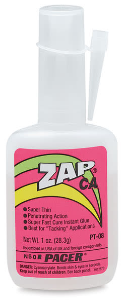 Zap Adhesive - front of bottle shown