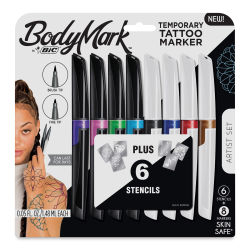 Bic BodyMark Mixed Tip Temporary Tattoo Markers - Set of 8, Assorted Colors (In packaging)