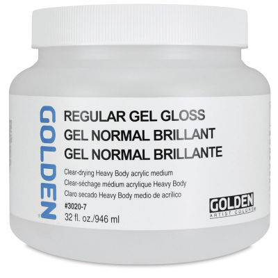 Golden Regular Acrylic Gel Medium - Gloss, 32 oz jar