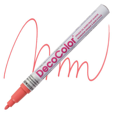 Decocolor Paint Marker - Coral Pink, Fine Tip (Swatch and Marker)