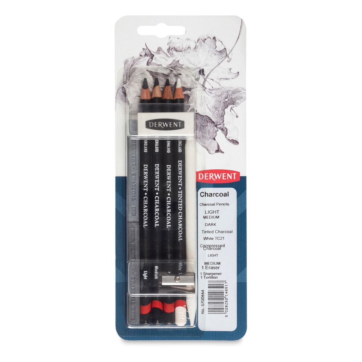 39000 4 Count Derwent Charcoal Pencils Pack 
