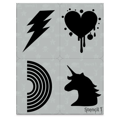 Stencil1 Multipack Stencil - Rainbow/Unicorn, Set of 4, 8-1/2" W x 11" L
