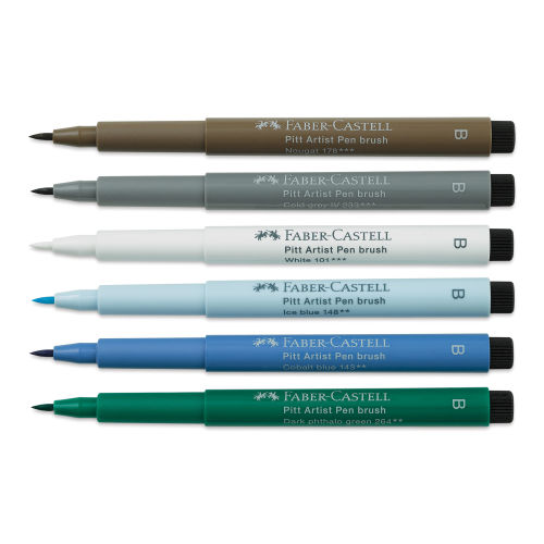 Faber-Castell Pitt Artist Pens- Winterlude, Set of 6, Brush Nib