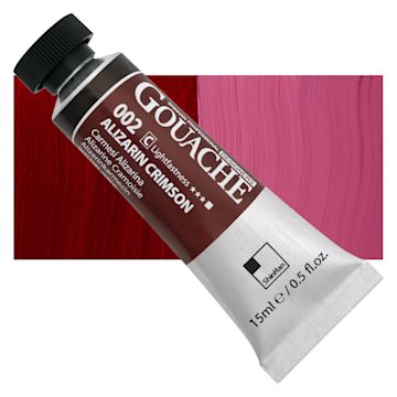 Open in modal - ShinHan Professional Designers Gouache - Alizarin Crimson, 15 ml tube and swatch