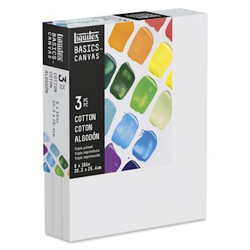 Open in modal - Liquitex Basics Stretched Cotton Canvas Pack - 8" x 10", Pkg of 3
