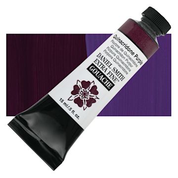 Open in modal - Daniel Smith Extra Fine Gouache - Quinacridone Purple, 15 ml Tube and swatch
