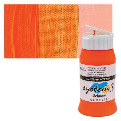 Daler-Rowney System3 Acrylic - Fluorescent Orange, 500 ml bottle