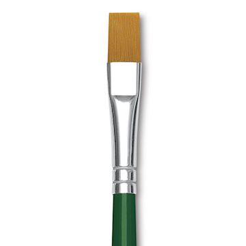 Open in modal - Blick Economy Golden Taklon Brush - Bright, Long Handle, Size 12 close up