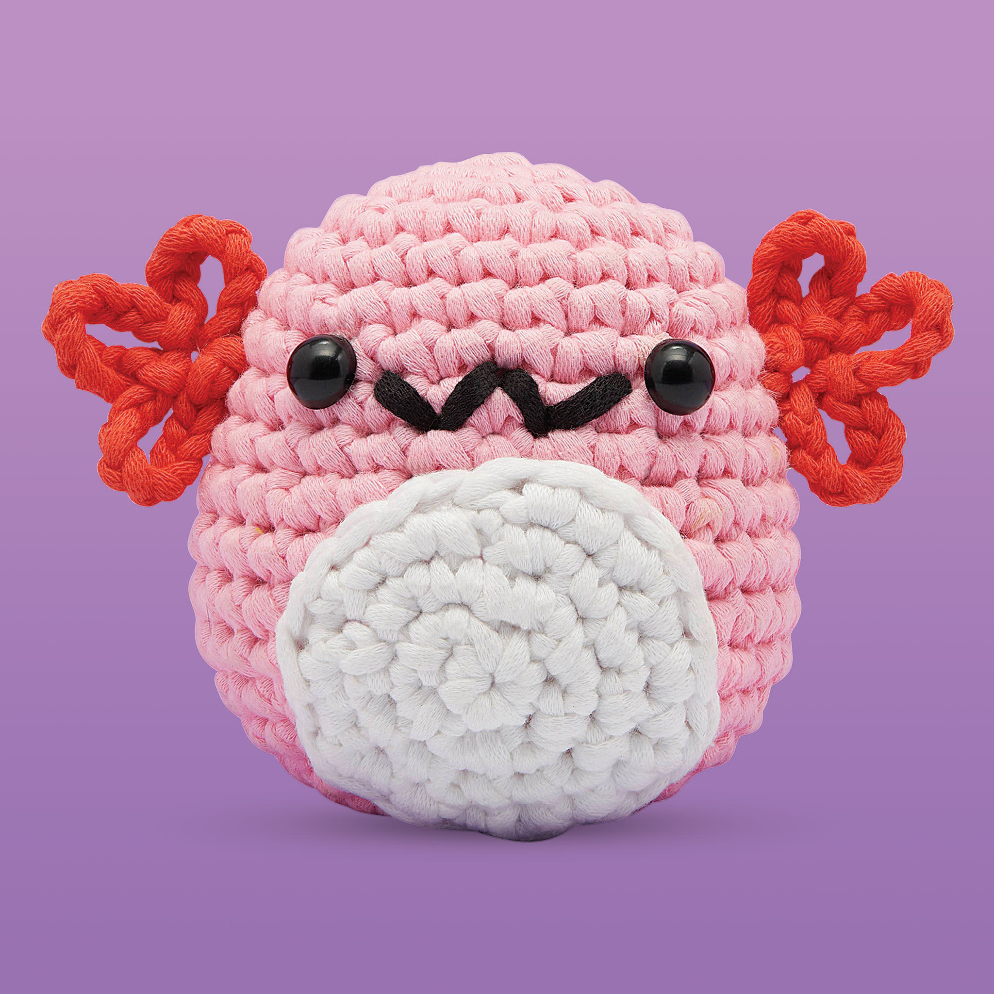 The Woobles Beginner Crochet Amigurumi Kit - Axolotl finished front