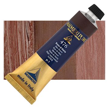 Open in modal - Maimeri Puro Oil Color - Mars Brown, 40 ml tube and swatch