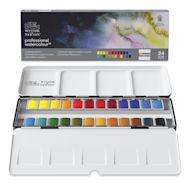 Winsor & Newton Professional Watercolor - Set of 24 Complete Travel Tin, Assorted, Half Pans