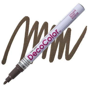 Open in modal - Decocolor Paint Marker - Dark Brown, Fine Tip marker and swatch