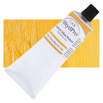 Open in modal - CAS AlkydPro Fast-Drying Alkyd Oil Color - Cadmium Yellow Medium, 120 ml tube and swatch