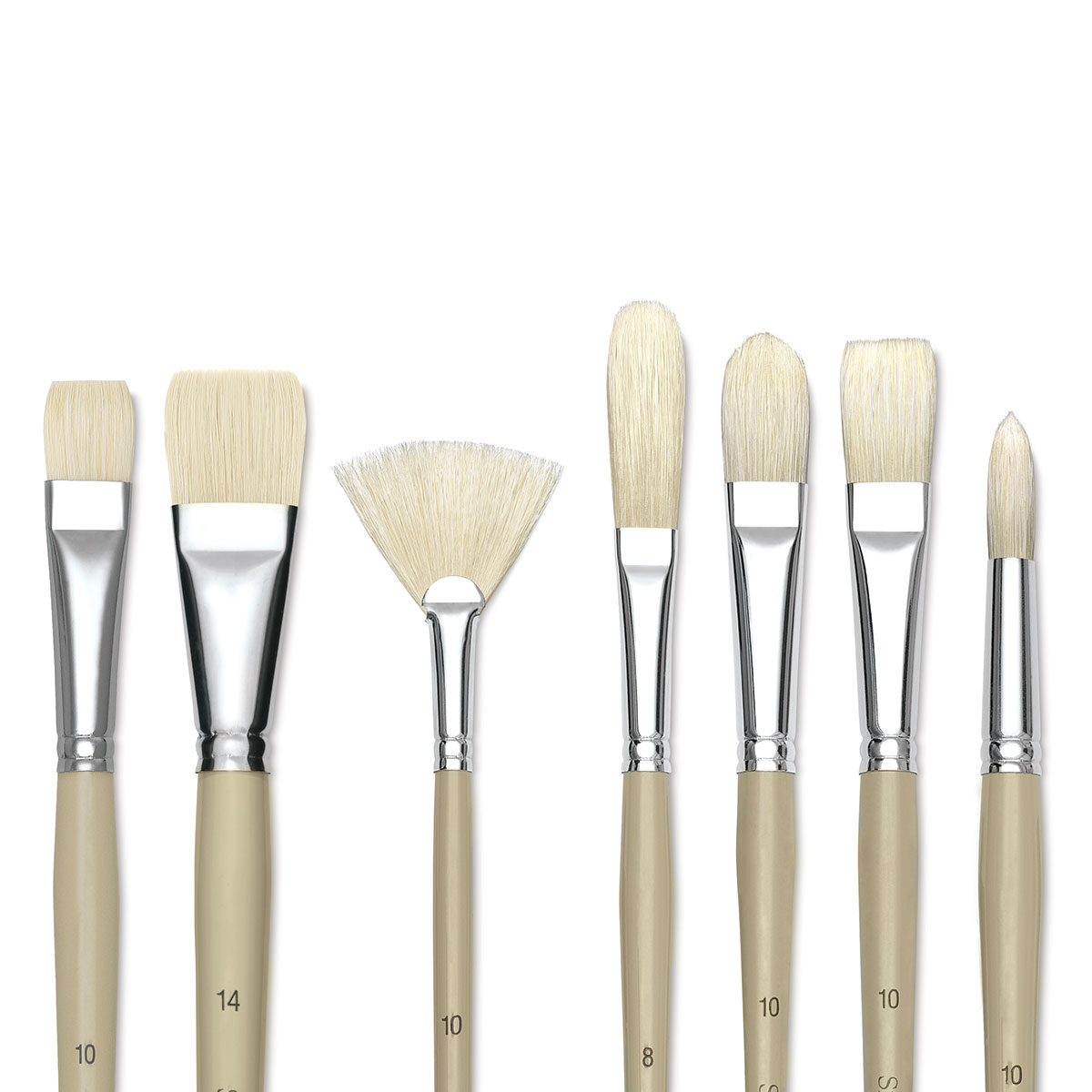 SVP5 Royal 10 White Bristle Brushes Set Artists Oil & Acrylic Painting Ref 