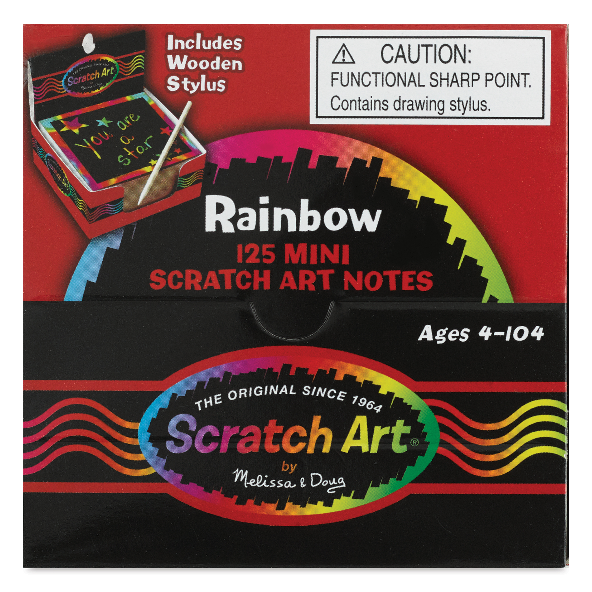 Melissa & Doug Scratch Art Rainbow Mini Notes (125 ct) With Wooden Stylus.  New