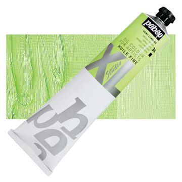 Open in modal - Pebeo XL Studio Oil Paint - Bright Green, 200 ml tube and swatch