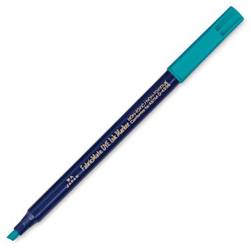 Open in modal - Yasutomo FabricMate Dye Ink Marker - Peacock Blue, Chisel Tip, Marker with cap off
