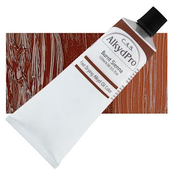 Open in modal - CAS AlkydPro Fast-Drying Alkyd Oil Color - Burnt Sienna, 120 ml tube and swatch
