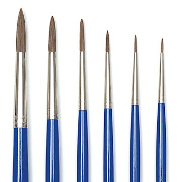 Open in modal - Blick Scholastic Ox Hair Brush Sets - Set of 6 Round Brushes shown upright
