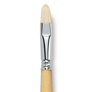 Escoda Clasico Chungking White Bristle Brush - Short Filbert, Long Handle, Size 14