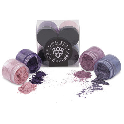 Colorberry OMG Pigment Set - Lavender, Set of 4, 25 g, Jars (Shown in and out of packaging)
