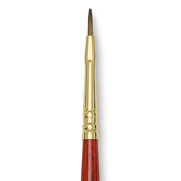 Open in modal - Blick Master Kolinsky Sable Brush - Flat, Short Handle, Red, Size 1 close up