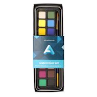 Art Alternatives Watercolor Art Tin Half Pan Set of 18 and Brush