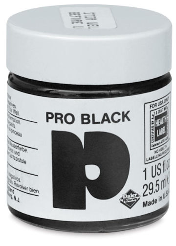 Daler-Rowney Pro Inks - Front of Black 1 oz. jar shown