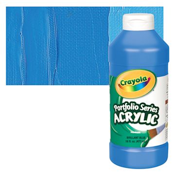 Open in modal - Crayola Portfolio Series Acrylic - Brilliant Blue, 16 oz bottle and swatch