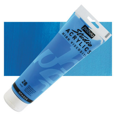 Pebeo High Viscosity Acrylics - Cerulean Blue, 250 ml, Tube with Swatch