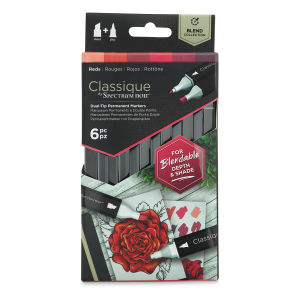 Spectrum Noir Classique Markers - Front of package of set of 6 Red tone markers