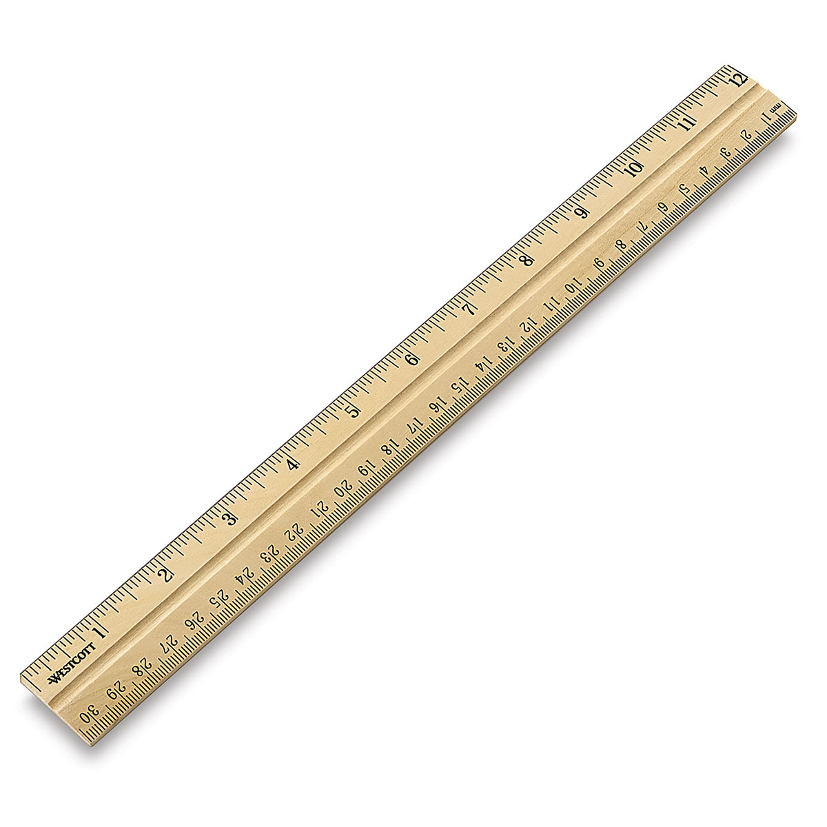 A classroom classic this 12 (31cm) long wood ruler has a clear lacquer fini...