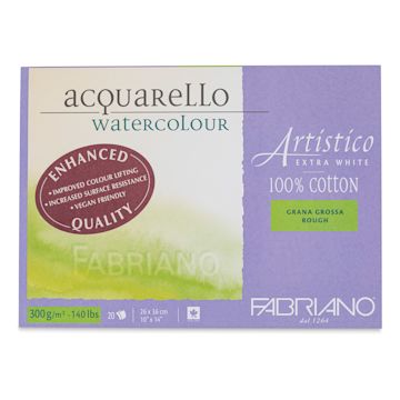 Open in modal - Fabriano Artistico Enhanced Watercolor Block - Extra White, Rough Press, 10" x 14"