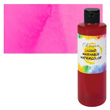 Open in modal - Chroma Liquid Washable Watercolor Paint - Pink, 8.4 oz, Bottle with swatch