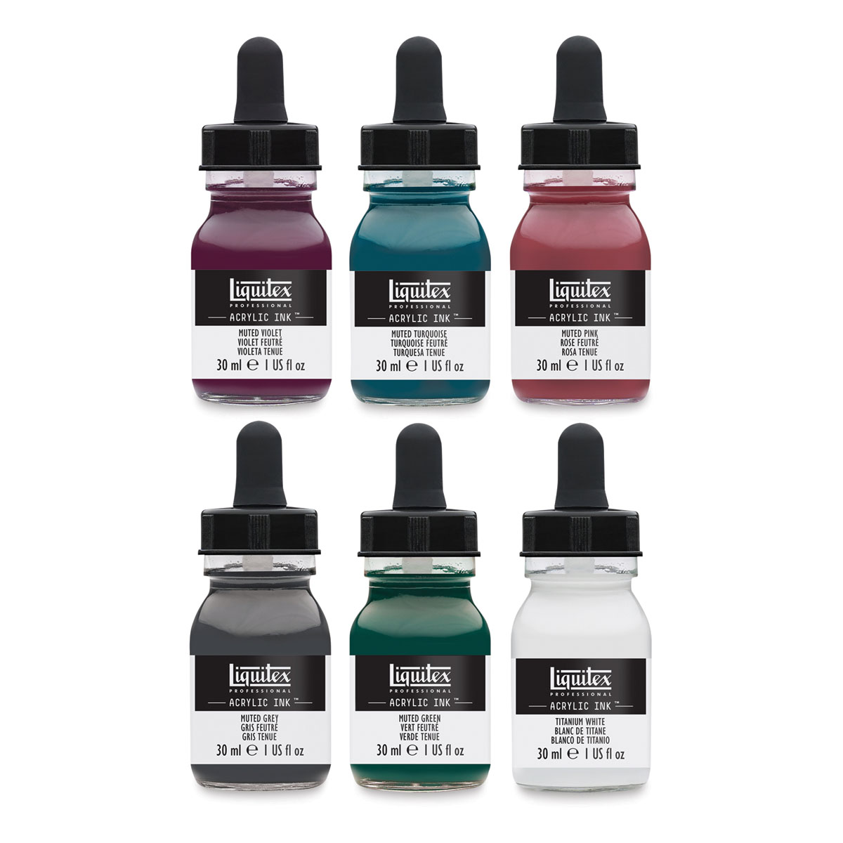  Liquitex Professional Acrylic Ink, 1-oz (30ml), Muted  Collection, Set of 6