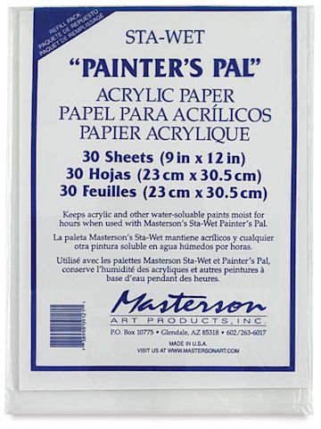 Open in modal - Masterson Sta-Wet Painter's Pal Palette - Acrylic Film, Pkg of 30