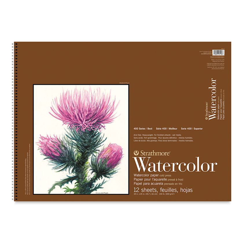 Strathmore 400 Series Watercolor Paper Pad 18" x 24", Wire Bound, 12