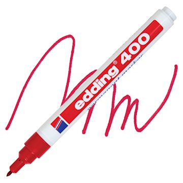 Open in modal - Edding Permanent Marker - Red, 400 Series, swatch and marker