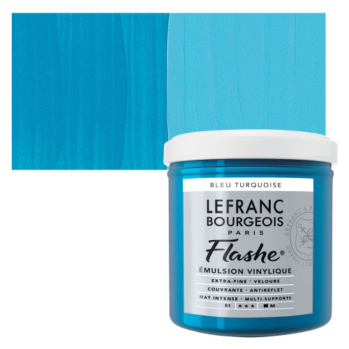 Lefranc & Bourgeois Flashe Vinyl Paint - Turquoise Blue, 125 ml jar