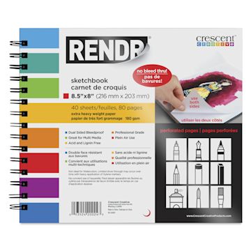 Open in modal - Crescent Rendr Wirebound Sketchbook - 8" x 8-1/2", front cover