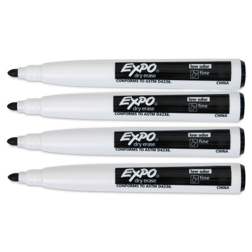 Expo Magnetic Dry Erase Markers - Fine Tip, Black, Set of 4