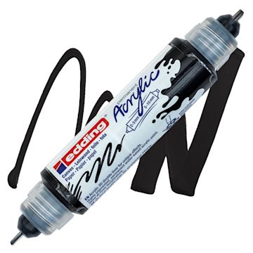 Open in modal - Edding 5400 Acrylic Double Ended Paint Marker - Black 901 marker and swatch