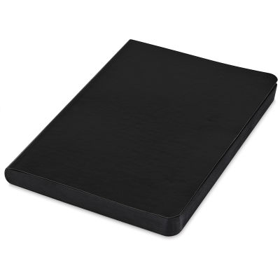 Shizen Faux Leather Journal - Angled view of closed Black Journal with black sheets
