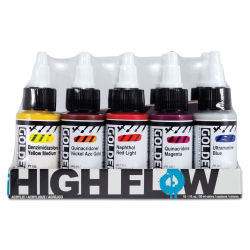 Golden High Flow Acrylic-Set of 10 Opaque Colors 1oz Bottle Inside of Package