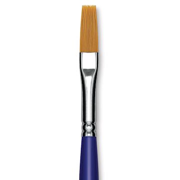 Open in modal - Blick Scholastic Golden Taklon Brush - Flat, Long Handle, Size 10 close up