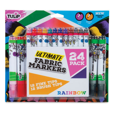 Tulip Ultimate Fabric Markers - Front of 24 pc package of Fabric Markers